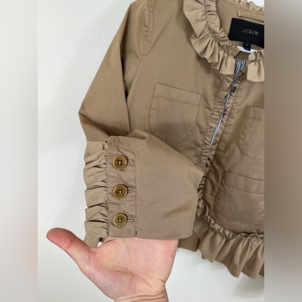 J.Crew Khaki Tan Ruffle Chino Jacket Cotton Casual Size 2 - Picture 7 of 14